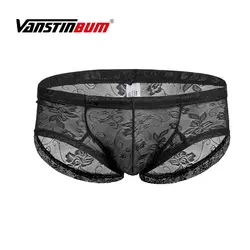 VANSTINBUM боксеры шорты сексуальные мужские ультратонкие прозрачные трусы Cueca Masculina дышащие мужские кружевные экзотические U Pouch нижнее белье