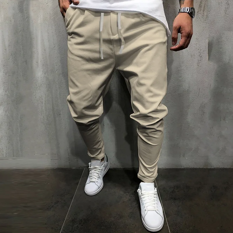 

Joggers Pants For Men New Track Pants Men Fashion Casual Men's Tie With Solid Color Eight-color Comfortable Joggers Pants 2020