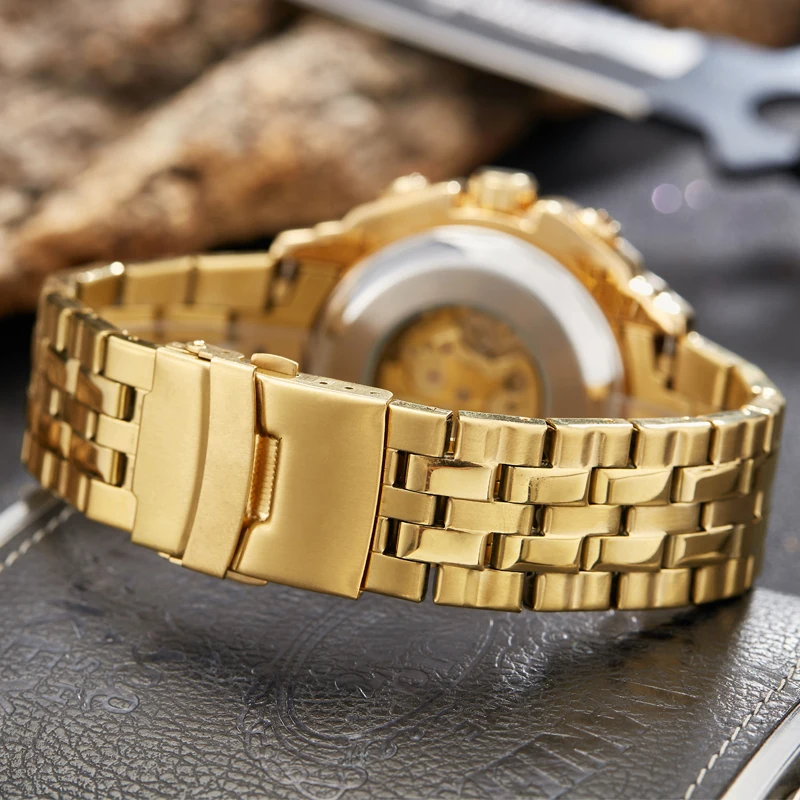 Automatic Mechanical Watch For Men Full Steel Skeleton Wristwatch