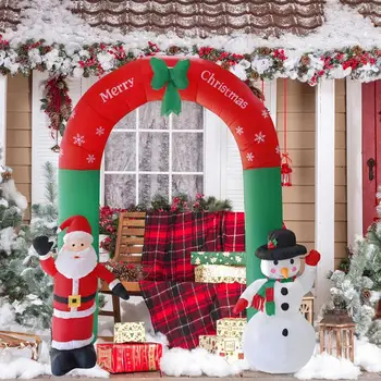 

Behogar Inflatable Giant Arch Santa Claus Snowman Christmas Outdoors Ornaments For Garden Yard Xmas Festival Party Props Decor