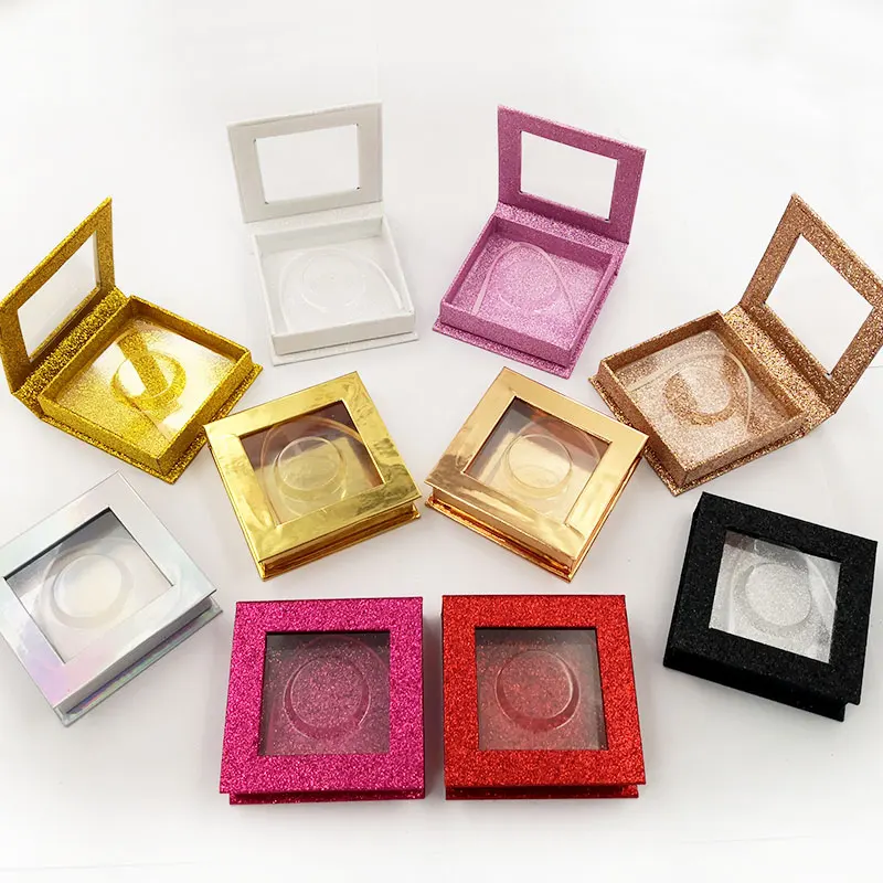 

NEW 50pcs wholesale false eyelashes packaging box fake 3d mink lashes boxes faux cils strip diamond magnetic case empty
