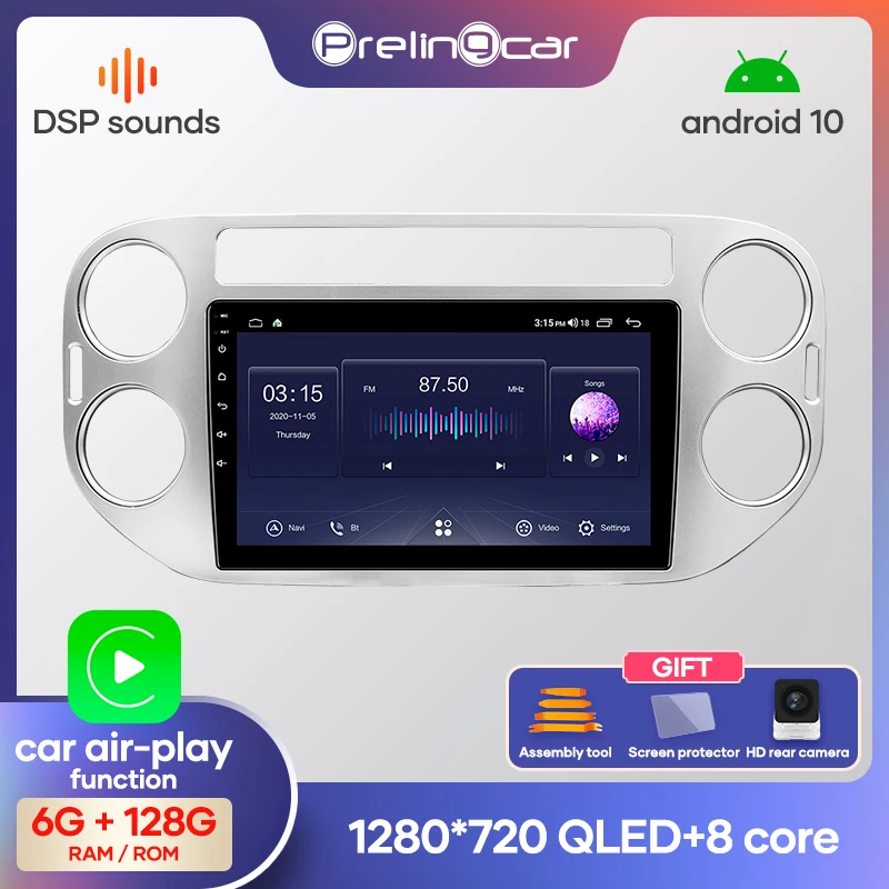 Prelingcar Android 10 0 DVD 2 Din Автомобильный Радио Мультимедиа Видео плеер навигация GPS для