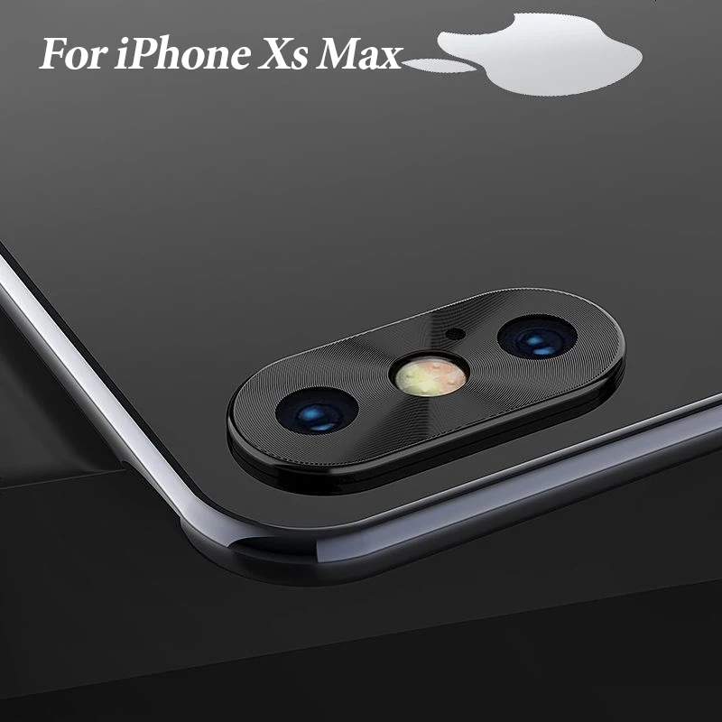 Металлический защитный чехол для объектива камеры для iphone XS Max XR XS 7 8, защитный чехол для объектива камеры из сплава для iphone X 7 8 Plus, чехол - Цвет: Black