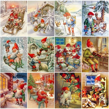 

EverShine 5D Diamond Painting Christmas Picture Of Rhinestones Diamond Embroidery Winter Landscape Santa Claus Mosaic Home Decor