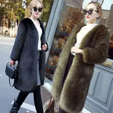 Модное пальто из искусственного меха Осень Зима Женское пальто повседневное теплое приталенное длинное пальто из искусственного лисьего меха с карманами зимнее пальто женская меховая куртка