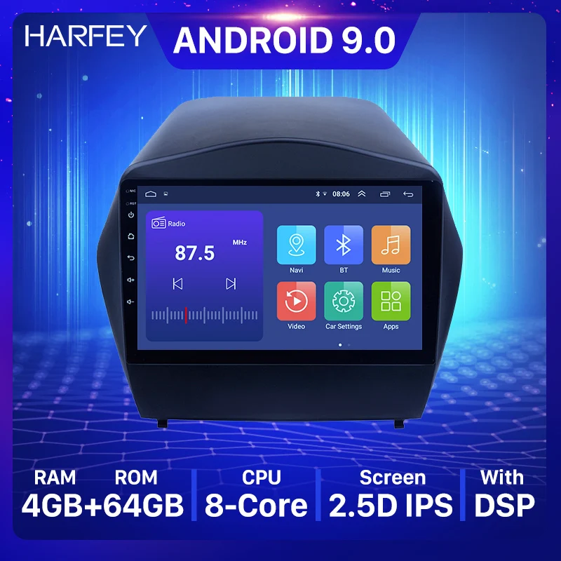Автомобильное радио Harfey 9 дюймов GPS для Hyundai IX35 2009 2010 2015 Android 2011 стерео с HD сенсорным