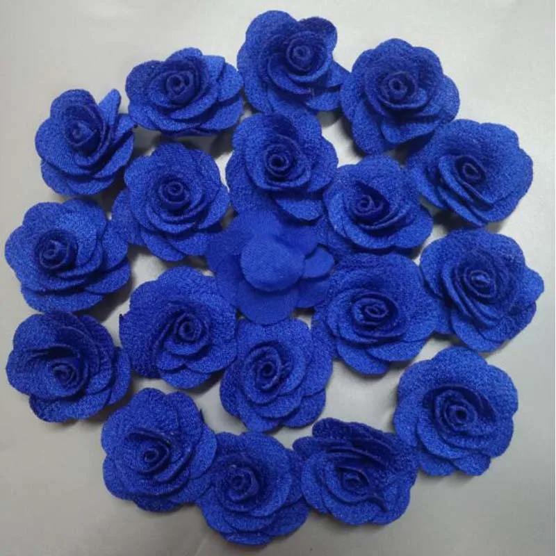 200Pieces/Bag Royal Blue Rose Handmade 3.5cm Fabric Cotton Cloth Flowers Hand DIY Wedding Bouquet Flower Hair Accessories | Дом и сад