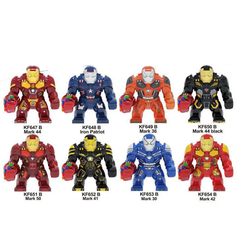 

Avengers 4 Endgames Iron Man Chromed Infinity Gauntlet With Power Stones Action Figures Building Blocks Toys For Kids DIY KF6096