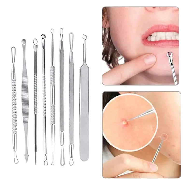 

7pcs Blackhead Comedone Acne Pimple Blackhead Blemish Remover Tool Spoon For Face Skin Care Tool Needles Facial Pore Cleaner