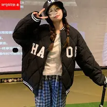 padded jacket women Baseball uniform letter printed oversized coats loose Korean student small trend 2021 winter women clothes