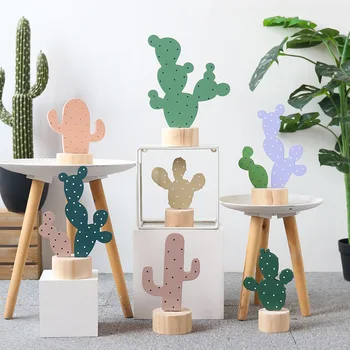 

Wooden Cactus Ornament Craft Model Desktop Green Plant Ornamentation Gift Children's Room Decorative Accessories for Living Room