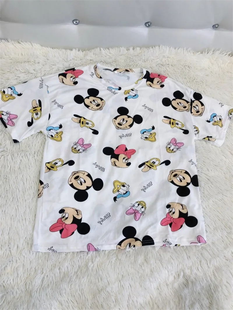 GCAROL 2020 Spring Summer Women Cartoon T-shirt Oversized Graphic Stripes Graffiti Long Tees Multi-design harajuku Tops