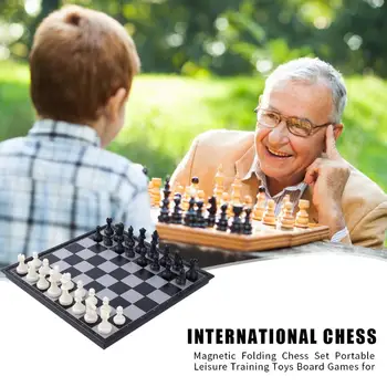 

Magnetic Folding Chess Set Portable Chessboard Game Toy Black White Chess