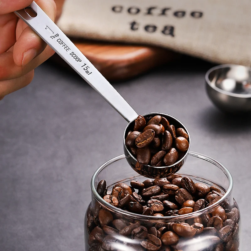 Café de 15ml 30ml de café de acero inoxidable cuchara Metal largo azúcar en polvo cuchara para té cuchara medidora de cocina café