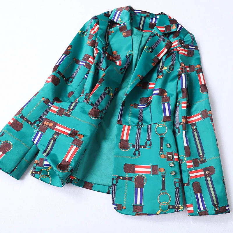Высококачественный стильный осенне-зимний Дизайнерский Костюм, комплект, Женский Цветной клетчатый блейзер с принтом, брюки, костюм