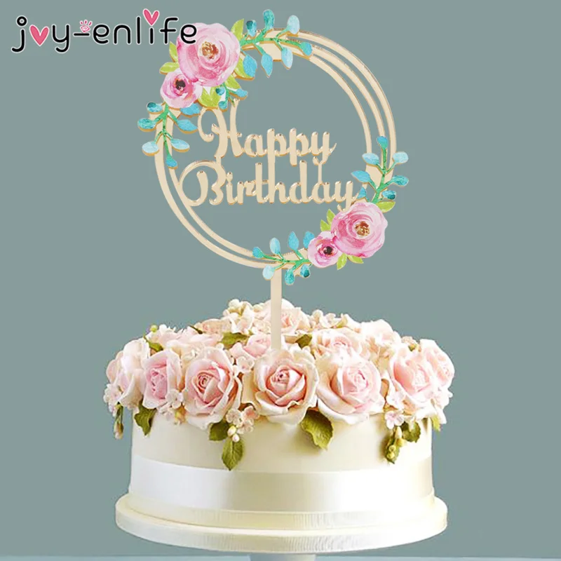 Details about   Leaf Happy Birthday Baking Flower Baby Shower Dessert Cake Topper Cupcake Decor 