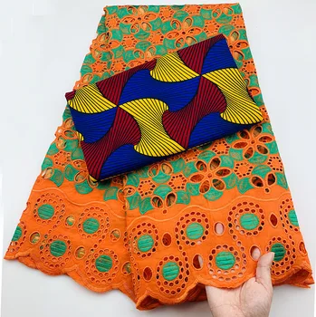 

2020 New Style High quality Swiss voile fabric 2.5 yards and 3 yards african wax print fabric for wedding dress