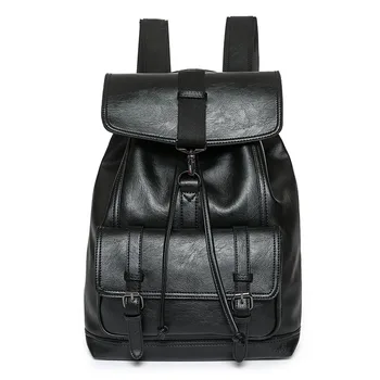

Luxury Men Leather Backpack High Quality Drawstring PU Backpacks Causal Travel Rucksack Laptop Bag Pack Male School Bags B228