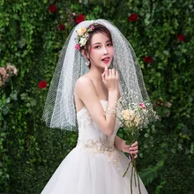 Новая Фата невесты простая Sen двухслойная сетка талия свадебное платье аксессуары дорожная вуаль 9