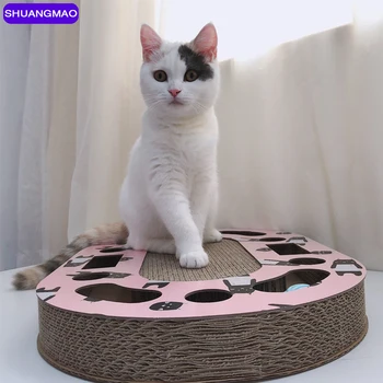 

Hot Sell Cat Toys Pets Scratch Board Scratching Kitten Corrugated Paper Pad Cats Nail Scraper Mat Mattress Gift Organic Catnip