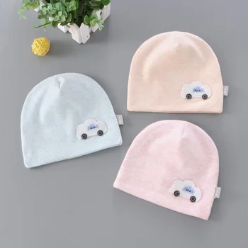 

Newborn baby hat boys girls Spring hats for infant 0-3 month baby headdress cotton Simple 2 layers WHT023
