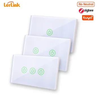 

Tuya Zigbee Touch Switch No Neutral Wire Smart Home Wall Switch US/AU Standard 1/2/3 Gang 118 wall panel Remote Control