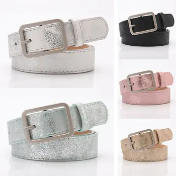 

Fashion Casual Women PU Leather Belt Alloy Square Pin Buckle Vintage Shiny Wide Waist Belt For Jeans Faux Leather Cinturon Mujer