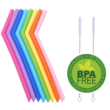 Красочные многоразовые соломинки для напитков силиконовые соломинки с чистящими щетками для 20 30 унций чашки молочные коктейли стакан BPA-free