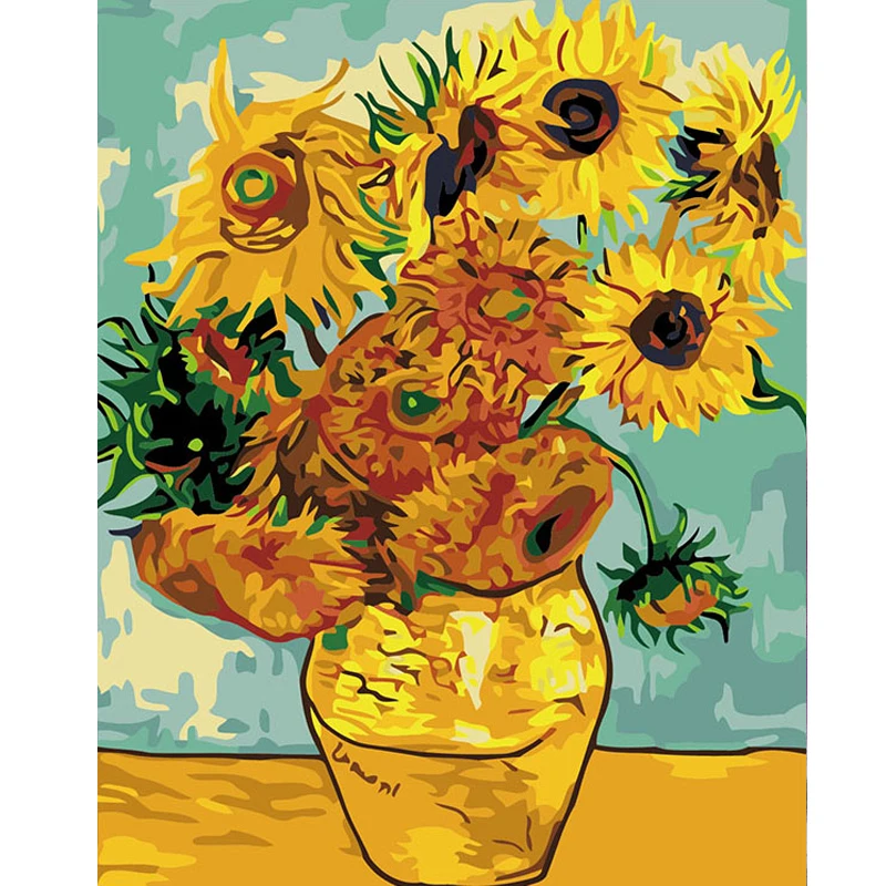 Van Gogh Sunflower Paint By Numbers Sunflowers HandPainted Oil Painting Drawing Kits Canvas DIY Pictures Home Decoration Gift | Дом и сад