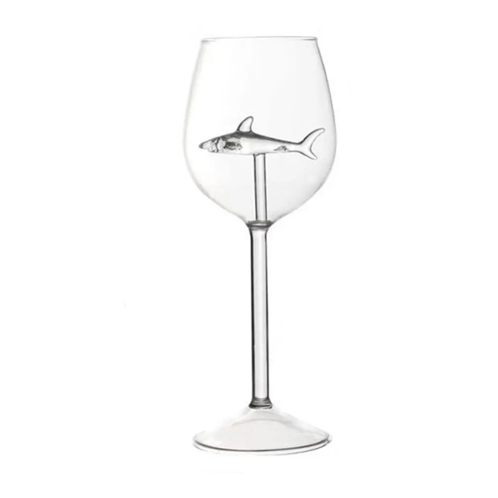 Creative Glass Red Wine Glass Goblet Cocktail Glass Fully Clear Wine Glass Exquisite Round Shark Wine Glass