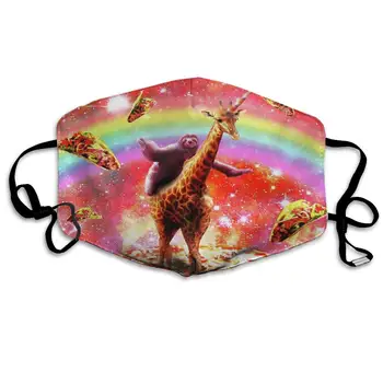 

Muindancer Dust Mask, Space Sloth Riding Giraffe Unicorn Pizza Face Mask with Adjustable Earloops Breathable Reusable Outdoor