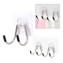Hook Strong Adhesive Stickers Wall Door Sticky Hanger Stainless Steel Double Hook Kitchen Bathroom Hooks Home Products
