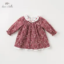DBZ11394 dave bella/осеннее милое платье принцессы с бантом и цветочным рисунком для маленьких девочек детское модное праздничное платье детская одежда в стиле «лолита»