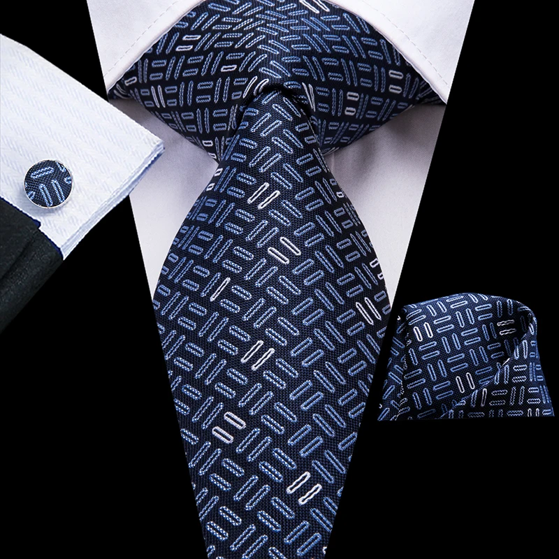 8,5 см Шелковый мужской модный синий Галстук Пейсли Галстук платок Запонки набор мужской свадебный вечерний деловой галстук набор - Цвет: C-3259