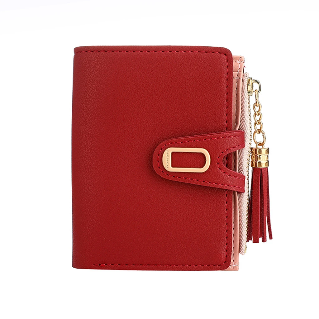 Women Wallets Small Fashion Lovely  Leather Purse Hasp Ladies Card Bag Elegant Solid Color Clutch Zip Female Handbag Clip 819