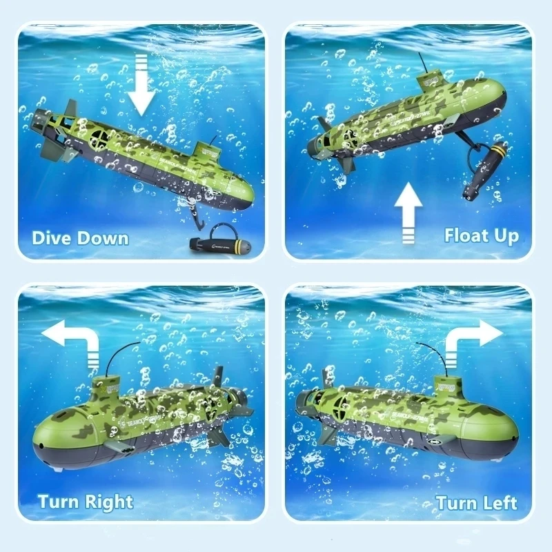 Automatic Cooling Waterproof Design RC Submarine 6CH Tripple Motor Low Voltage Protection Underwater Electric Remote Control Toy 4