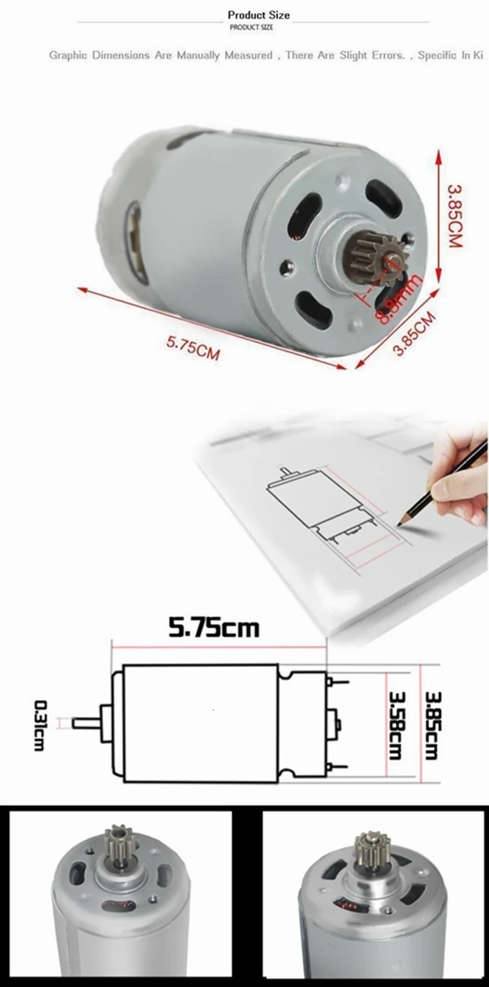 RS550Motor 12 зубьев 9 зубьев двигатель постоянного тока 10.8V12V14.4V16.8V18V21V25V 3 мм вал для аккумуляторной дрели шуруповерт инструмент дрель