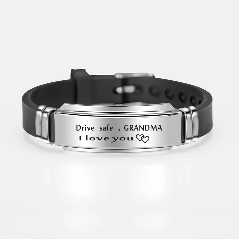 grandma 1 Drive Safe красивый я люблю тебя силиконовые браслеты для влюбленных семьи Рождественские подарки ювелирные изделия из нержавеющей стали - Окраска металла: grandma 1