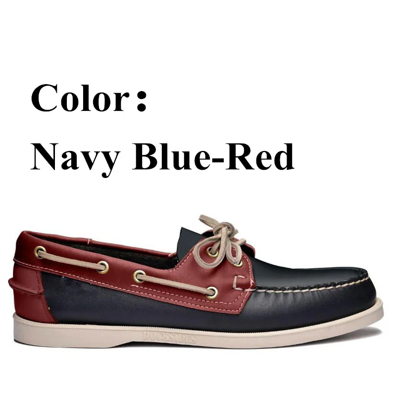 Men Women Genuine Leather Docksides Classic Boat Shoes,Homme Femme Blue White Plus Big Size 36-46 Brand Flats Loafers 2019A069