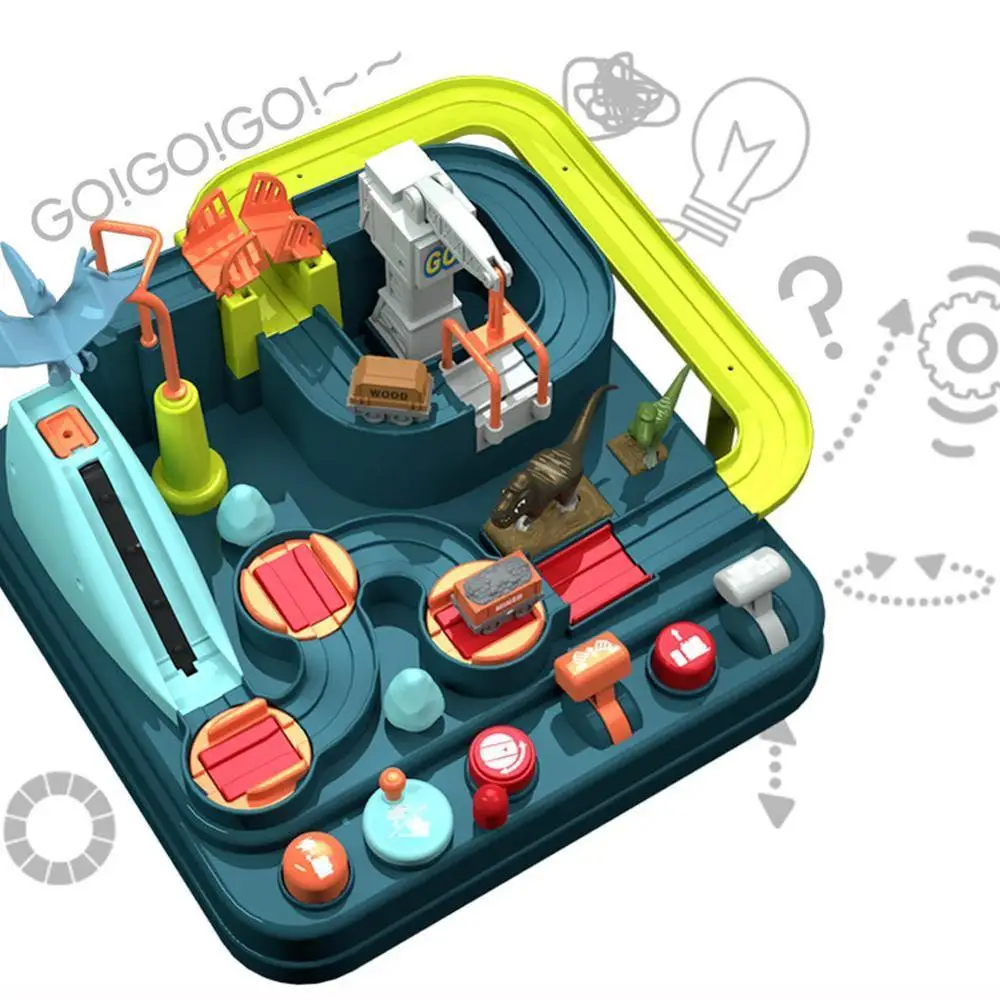 

Dinosaur Adventure Inertia Taxi Track Lift Race Adventure Toy Educational Games Christmas Gift Parent-child Interactive Game
