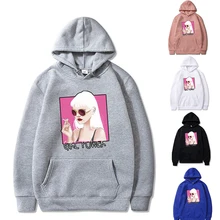 Moda masculina camisola com capuz casual pulôver feminino óculos de sol impresso manga longa primavera outono streetwear harajuku