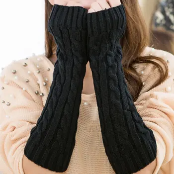 

Spring Autumn Women Wool Arm Warmers Winter Fingerless Long Gloves 1027