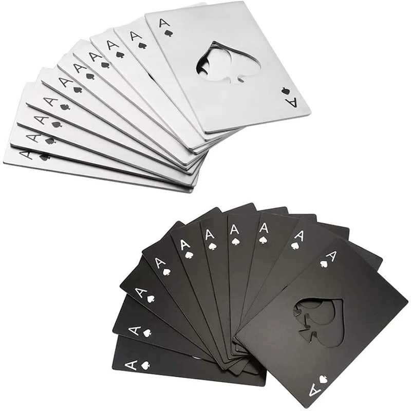 Novelty Bottle Cap Opener Wallet Stainless Steel Ace of Spades Poker Card 