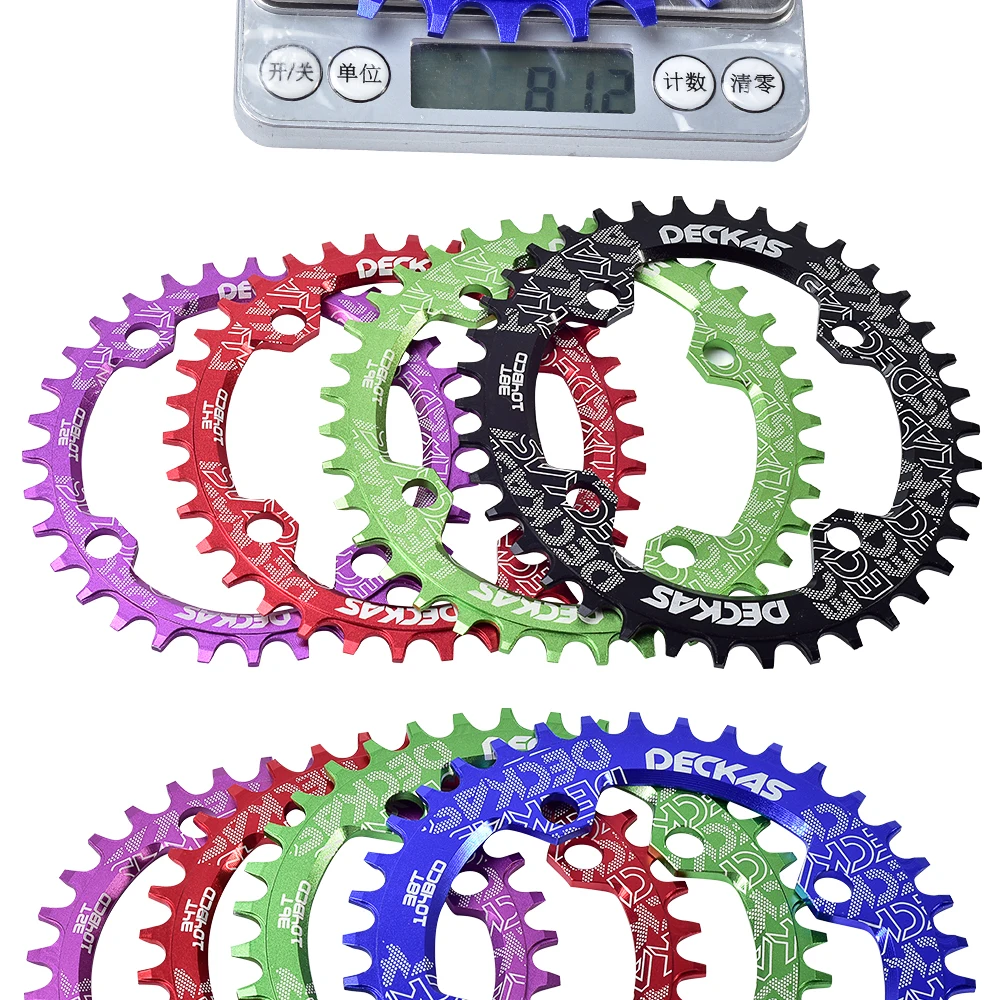 DECKAS MTB Велосипедное овальное узкое широкое кольцо с цепью 104BCD 32T 34T 36T 38T многоцветная цепь для горного велосипеда с одной рукояткой