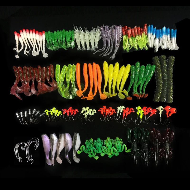 

146Pcs/Box Fish Lead Hooks Bionic Soft Lures Fake Baits Set Shrimp Lobster Frog New Hook Bulk Wholesale High Quality