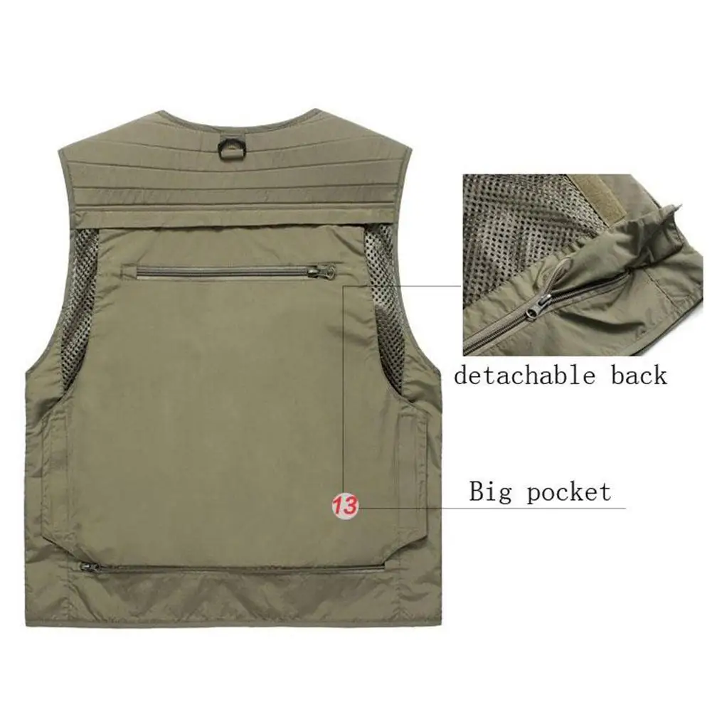 Multi Pocket Fishing Vests Quick Dry Breathable Outdoor Vest Vest Hiking Mesh Outdoor Men Sport Breathable Photography Jack Y4A9