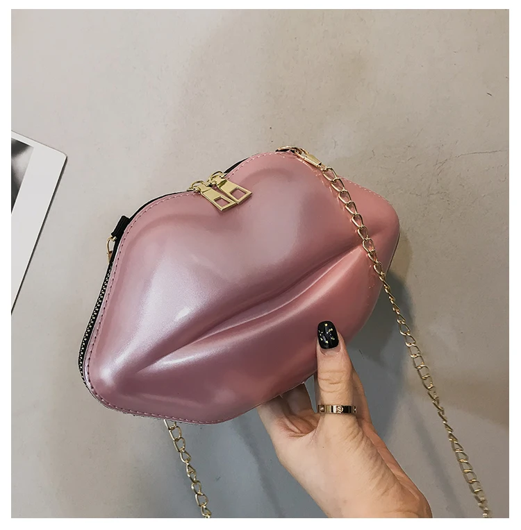 Модная женская сумка из лакированной кожи в форме губ, клатч из ПВХ, женская сумка на плечо с цепочкой, вечерняя сумка, кошелек в форме губ