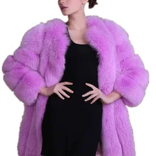 Женское зимнее пушистое пальто из искусственного меха, Высококачественная Толстая имитация меха лисы, женская теплая верхняя одежда