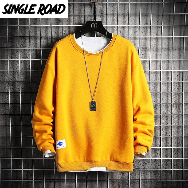 SingleRoad Oversized Crewneck Sweatshirt Men 2020 Spring Solid Hip Hop Japanese Streetwear Yellow Hoodie Men Sweatshirts Male SingleRoad Oversized Crewneck Sweatshirt Men 2020 Spring Solid Hip Hop Japanese Streetwear Yellow Hoodie Men Sweatshirts Male