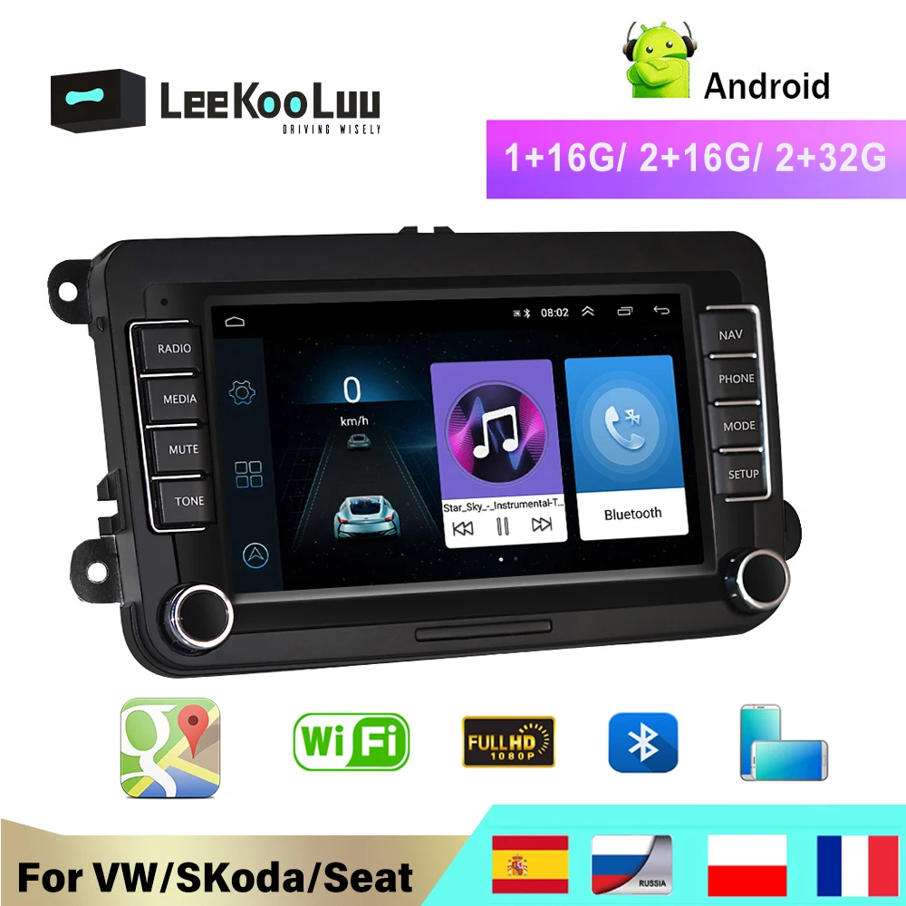 LeeKooLuu Android 2Din For VW/Volkswagen/Golf/Polo/Tiguan/Passat/b7/b6/leon/Skoda/Octavia car Radio GPS Car Multimedia player | Автомобили